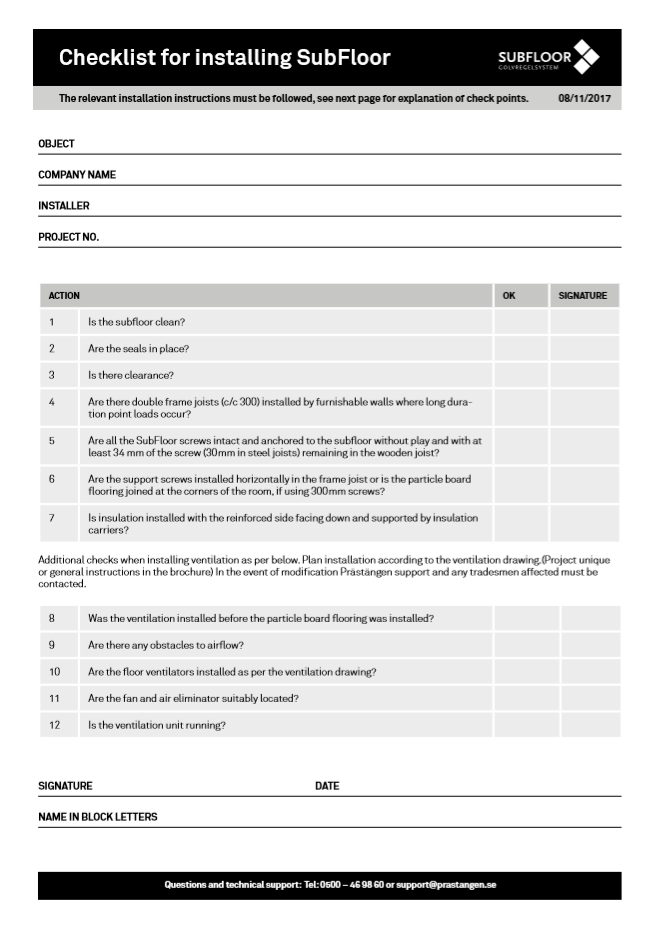 Flooring Checklist.pdf Technical - Floor Levelling Systems Ltd. | Raised Flooring System